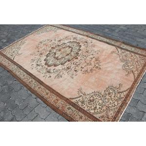 5.9x8.6 ft Rug, Turkish Vintage Large Rug, <b>Brown</b> <b>Wool</b> Rug - Product Image 2