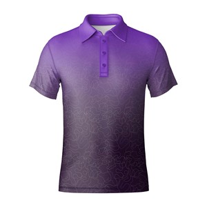Chemises polo personnalisées en gros pour hommes Motif bleu dégradé moderne Tissu léger et respirant Polo de golf pour uniformes d'équipe - Product Image 6