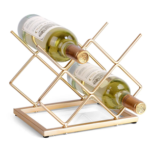 Estante para vino de metal rústico hecho a mano, diseño único independiente para mesa o encimera, elegante botellero de 3L de capacidad - Product Image 5