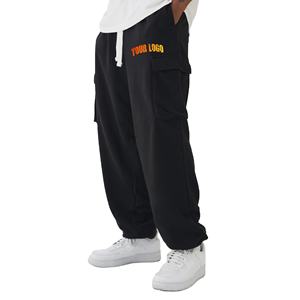 Pantalon pour homme sur mesure nouveau design 100% coton polaire lavé sur mesure couleur noire solide streetwear pantalon de survêtement pour homme - Product Image 1