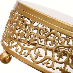 Juego de soporte de pastel de Metal dorado de lujo de alta calidad de 3 mesas de postre redondas para soportes de exhibición de magdalenas de fiesta de boda - Product Image 4