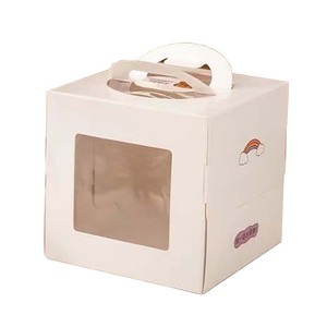 ชุดนํา moretoes 10 x 10 x 8 นิ้วกล่องเค้กสี่เหลี่ยมสีขาวขนาดเล็กพร้อมหน้าต่างและที่จับ - Product Image 5