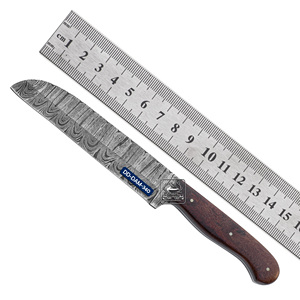 Cuchillo de Caza Personalizable Hecho a Mano DD-DAM-338, Hoja de Acero de Damasco, Punta de Lanza de 4 mm, Mango de Madera de Palisandro Exótico, Cuero Repujado - Product Image 3