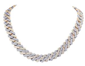 Elegante cadena de eslabones cubanos de oro blanco de 10 quilates con diamantes cultivados en laboratorio Collar clásico helado Joyería para hombres Estilo de vida Look - Product Image 1