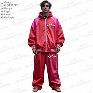 Streetwear personnalisé Survêtement coupe-vent Ensemble deux pièces Vestes surdimensionnées légères Patchwork Survêtement en nylon respirant pour hommes - Product Image 4