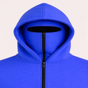 Custom Double Layer oversized Balaclava Hoodies Pullover <b>Men</b> full <b>face</b> Zip up <b>Mask</b> Heavy Weight Hoodie - Product Image 5