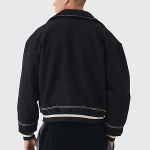 2025 nouveau arrivé Streetwear point de contraste varsité veste 100% coton laine décontracté Hip hop à la mode collège veste pour homme - Product Image 5