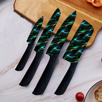 Couteau de Chef Tendance à Succès – Ensemble de 4 Pièces Forgées avec Revêtement Céramique, Manche en Plastique Ambidextre, Compatible Lave-Vaisselle, Lames Durables Multi-Tailles