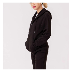 2025 nuevo diseño personalizado invierno Streetwear mujer 100% algodón pulóver sudaderas con capucha logotipo frontal cremallera cuello con capucha gimnasio deportes - Product Image 3