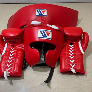 ถุงมือชกมวยหนังแท้คุณภาพสูงสีขาวและสีเขียว รุ่นชนะเลิศ ปี 2025 พร้อมอุปกรณ์ป้องกันศีรษะและอุปกรณ์ป้องกันขาหนีบ MS-SS-23 - Product Image 1