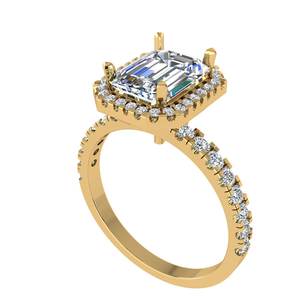 แหวนหมั้นเพชรทรงรัศมีสำหรับปลูกในห้องปฏิบัติการสีทองเหลือง10k ประดับหินด้านข้างเป็นประกาย - Product Image 2