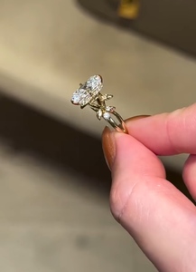 Women's 18K Yellow Gold Elongated <b>Cushion</b> Cut With Side Stone Diamond Lab Grown IGI Certified Classic Style Engagement <b>Ring</b> - Product Image 4