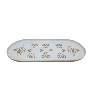 Plateau ovale de service en fer plateaux de rangement de couleur de texture jaune pour la décoration de restaurant et de table en vrac fait à la main - Product Image 3