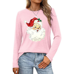 Camiseta de Punto Estampada para Mujer, Tejido de Algodón Mercerizado Suave, Estilo Casual, Diseño Moderno y Sólido - Product Image 1