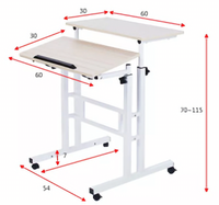 Table de support pour ordinateur portable en acier laminé à froid, simple et mobile, avec support au sol réglable en hauteur H70-115cm