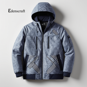 Veste d'hiver en toile épaisse pour homme, résistante à l'eau, coupe-vent, écologique, col à capuche, chaude, streetwear, pour le froid - Product Image 2