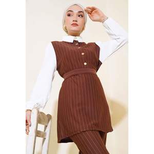 ชุด2ชิ้นลายทางประดับสีน้ำตาล - Product Image 2