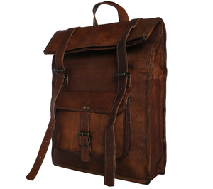 100% véritable cuir pleine fleur Vintage à la mode classique fabriqué à la main hommes 17 pouces sac à dos pour ordinateur portable grande capacité Portable - Product Image 2