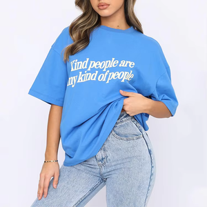 Mode durable écologique imprimé personnalisable femmes T-shirt tissu respirant été essentiel T-shirt en coton pour les femmes - Product Image 2