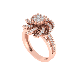 Anillo Floral de Plata de Ley 925 con Certificado BIS, Chapado en Oro con Rodio, Opciones de Incrustaciones de Circonita Cúbica en Oro Rosa - Product Image 4