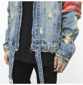 Chaquetas Vaqueras Desgastadas con Cremallera Completa y Bordado Personalizado para Hombre, Impermeables, Transpirables, con Hombros Caídos y Cuello Camisero, para Primavera - Product Image 5