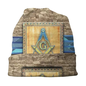 Egyptian Pyramid Square Compass Masonic Freemason Breathable <b>Waterproof</b> Customizable Knit <b>Beanie</b> Cap for Adults - Product Image 4
