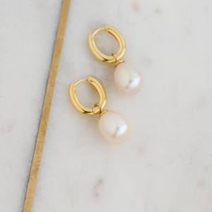 Pur 925 solide en argent Sterling boucle d'oreille perle d'eau douce pierre précieuse mode plaqué or cerceau bijoux fête cadeau pour les femmes - Product Image 3