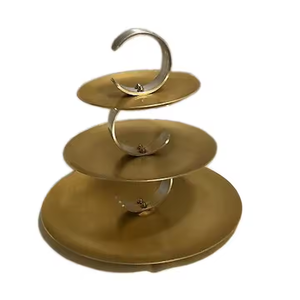 Soporte de exhibición de pastel de Metal de Color dorado antiguo con detalles adornados para ocasiones especiales Soporte de postre de pastel redondo por Decor IMPEX - Product Image 6