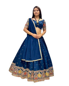 Lahenga choli moderne en soie de beurre lourd pour adultes robe traditionnelle indienne magnifiquement brodée pour femmes - Product Image 1