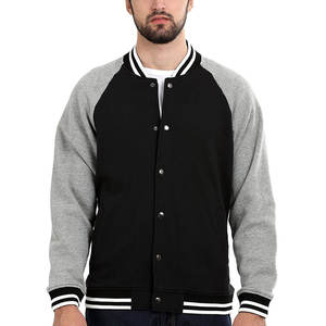 Custom Made Men's Premium Quality Fleece Varsity Jacket Solid Color with Stand Collar <b>Canvas</b> Fabric Reasonable Price - Product Image 1