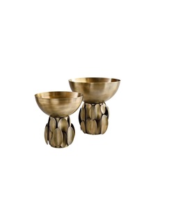 Traditional brass <b>bowl</b> with rounded lip and <b>deep</b> base suitable for Indian festive decor or spiritual table styling - Product Image 2