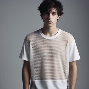 Camisetas de malla de poliéster 100% de estilo callejero para hombre, camiseta informal ligera de malla de rejilla para hombre, camiseta de malla con cuello redondo para hombre - Product Image 1