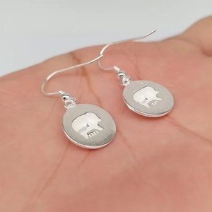Handmade Elephant Circle <b>Hoop</b> <b>Earrings</b> Sterling <b>Silver</b> Drop Dangle With Tribe Design Factory Wholesale Jewelry - Product Image 2