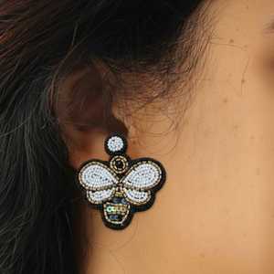 Ivory Buzz Fashion Drop Earrings with Beaded Detail Elegant and Stylish - Product Image 5