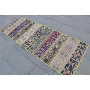 Alfombra Vintage de 2.6x7.3 pies, Alfombra Turca, Alfombra de Lana Azul Ombré - Product Image 2