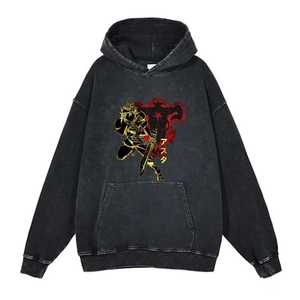 Transpirable de secado rápido Black Clover Hoodies Hombres Vintage Washed Cotton Pullovers Custom Casual Loose Hoodie - Product Image 3
