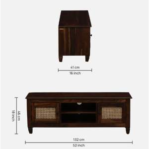 Kalki Console TV contemporaine en bois de Sesham Finition en teck provincial résistant aux rayures pour téléviseurs jusqu'à 55 ''pour le salon - Product Image 2