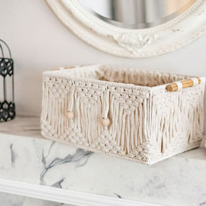 Panier en corde de style bohème pour la décoration intérieure, ajoutant une texture artistique et un look naturel chaleureux aux espaces intérieurs - Product Image 1