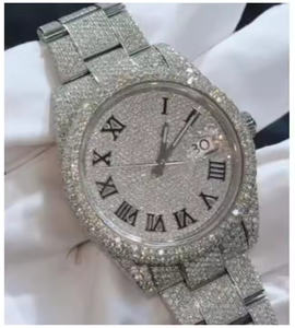 Montre à quartz pour homme en acier inoxydable, sertie de diamants Moissanite de luxe, pour les réunions d'affaires et les soirées - Product Image 2