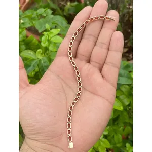 Pulsera de tenis de oro de 14k con granate, accesorio de joyería de moda - Product Image 6