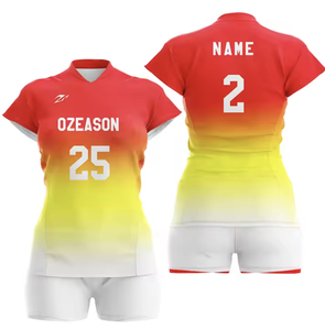 Offre Spéciale ensemble de maillots de volley-ball bleus pour femmes de haute qualité nouveau design uniformes respirants avec techniques imprimées - Product Image 4