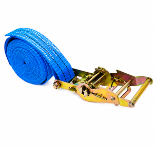 Correa de Amarre de Poliéster Azul de 38 mm con Trinquete, sin Ganchos, Diseñada para Seguridad y Estabilidad en el Transporte de Mercancías - Product Image 1