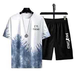 Conjunto de Camiseta de Manga Corta y Pantalones para Hombre, Estilo Casual, Transpirable, Antiarrugas, de Algodón y Poliéster, con Estampado - Product Image 4