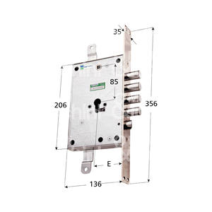 CERRADURA PARA PUERTAS ARMADURAS Cerradura de mortaja de triple cilindro con 2 tiros y pestillo reversible operado por el mango cuadrado y el - Product Image 1