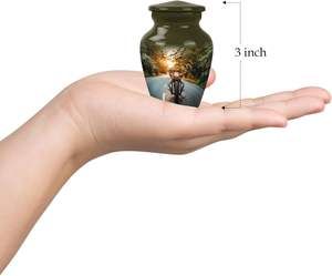 Riding View Urna conmemorativa para cenizas Urna conmemorativa de recuerdo para cenizas humanas para bebé Funeral Majestic Sky Green Urna Tamaño personalizado - Product Image 6