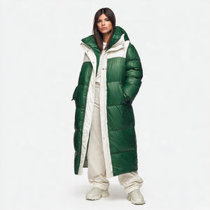 Veste matelassée en tricot d'hiver pour femmes Longue X-Longue à capuche Coupe-vent Écologique Vêtements de rue Vêtements d'extérieur - Product Image 2