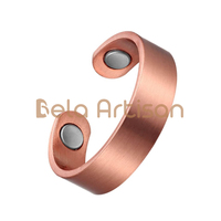 Bague ajustable artisanale en cuivre martelé multicolore avec impression UV pour hommes, personnalisable avec aimants - Vente en gros de bijoux SLand