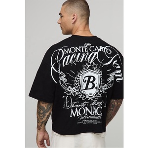 T-shirt Homme Personnalisé Haut de Gamme à Épaules Tombantes 300 Grammes Uni Coupe Droite Courte Polyester/Coton Respirant Streetwear Luxe - Product Image 1