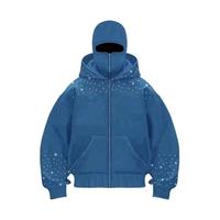 Sudadera con Capucha de Algodón Grueso para Hombre con Diseño de Máscara Ninja y Pedrería Personalizada