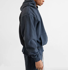 Sudaderas con capucha lisas sin cordón Unisex Drop Shoulder 450gsm Sudaderas con capucha de peso pesado Logotipo personalizado Sudaderas con botones a presión de gran tamaño - Product Image 2